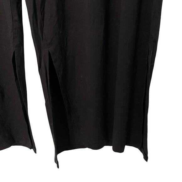 Susan Graver Soleil Knit Black Wide Leg Pull On Pants Slits M - Picture 2 of 3